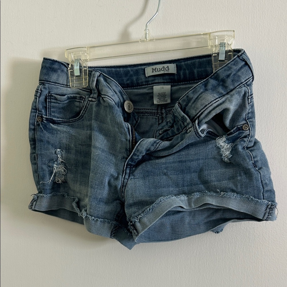 Mudd Distressed Blue Jean Shorts